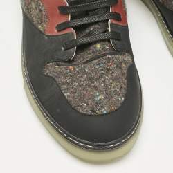 Balenciaga Multicolor Leather and Wool High Top Sneakers Size 40