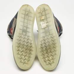 Balenciaga Multicolor Leather and Wool High Top Sneakers Size 40