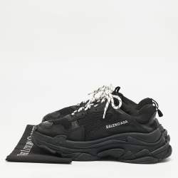 Balenciaga Black Faux Leather and Mesh Triple S Low Top Sneakers Size 43