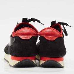 Balenciaga Black/Red Leather And Mesh Race Runner Low Top Sneakers Size 43