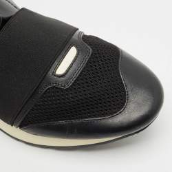 Balenciaga Black/Red Leather And Mesh Race Runner Low Top Sneakers Size 43