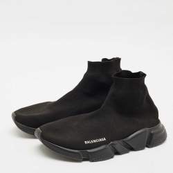 Balenciaga Black Knit Fabric Speed Trainer Sneakers Size 45