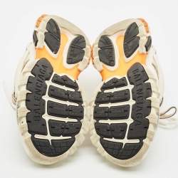 Balenciaga White/Orange Mesh and Faux Leather Track Low Top Sneakers Size 40
