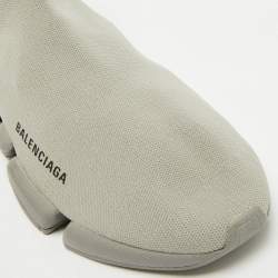 Balenciaga Grey Knit Fabric Speed Trainer Slip On Sneakers Size 41