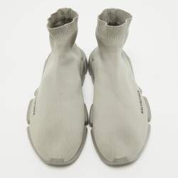 Balenciaga Grey Knit Fabric Speed Trainer Slip On Sneakers Size 41
