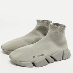 Balenciaga Grey Knit Fabric Speed Trainer Slip On Sneakers Size 41