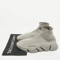 Balenciaga Grey Knit Fabric Speed Trainer Slip On Sneakers Size 41