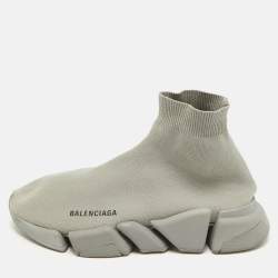 Balenciaga Grey Knit Fabric Speed Trainer Slip On Sneakers Size 41