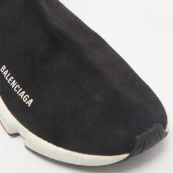 Balenciaga Black Knit Fabric Speed Trainer High Top Sneakers Size 43