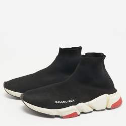Balenciaga Black Knit Fabric Speed Trainer High Top Sneakers Size 43