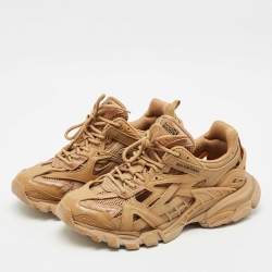 Balenciaga Brown Faux Leather and Mesh Track 2 Sneakers Size 40