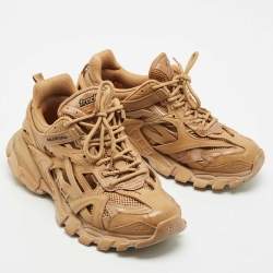 Balenciaga Brown Faux Leather and Mesh Track 2 Sneakers Size 40