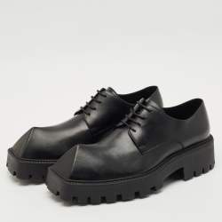 Pre Owned Balenciaga Black Leather Rhino Derby Size 42
