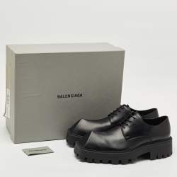 Pre Owned Balenciaga Black Leather Rhino Derby Size 42