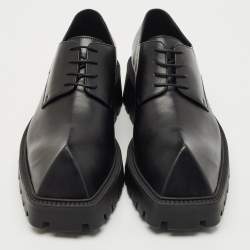 Pre Owned Balenciaga Black Leather Rhino Derby Size 42