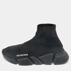 Balenciaga Black Knit Fabric Speed Trainer Sneakers Size 43