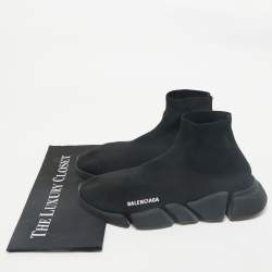 Balenciaga Black Knit Fabric Speed Trainer Sneakers Size 43