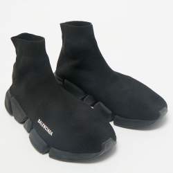 Balenciaga Black Knit Fabric Speed Trainer Sneakers Size 43