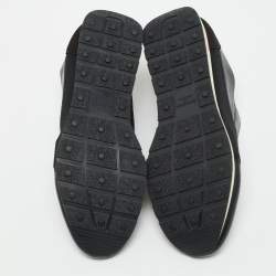 Pre Owned Balenciaga Black/Red Leather and Mesh Race Runner Low Top Sneakers Size 42