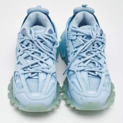 Pre Owned حذاء رياضي بالنسياغا تراك شبكة وزائف جلد أزرق فاتح مقاس 42