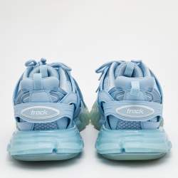 Pre Owned حذاء رياضي بالنسياغا تراك شبكة وزائف جلد أزرق فاتح مقاس 42