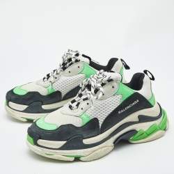 Balenciaga Multicolor Mesh and Nubuck Leather Triple S Clear Sole Low Top Sneakers Size 41