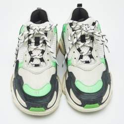 Balenciaga Multicolor Mesh and Nubuck Leather Triple S Clear Sole Low Top Sneakers Size 41
