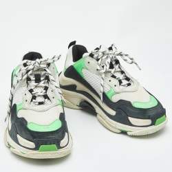 Balenciaga Multicolor Mesh and Nubuck Leather Triple S Clear Sole Low Top Sneakers Size 41