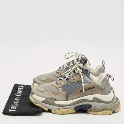 Balenciaga Grey/Blue Mesh and Nubuck Leather Triple S Sneakers Size 41