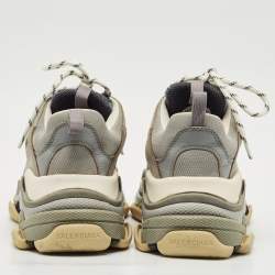 Balenciaga Grey/Blue Mesh and Nubuck Leather Triple S Sneakers Size 41