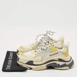 Balenciaga Multicolor Faux Leather and Mesh Triple S Lace Up Sneakers Size 42