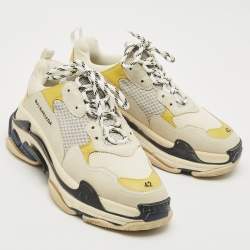 Balenciaga Multicolor Faux Leather and Mesh Triple S Lace Up Sneakers Size 42