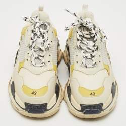 Balenciaga Multicolor Faux Leather and Mesh Triple S Lace Up Sneakers Size 42
