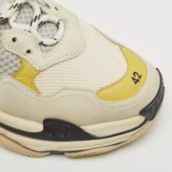 Balenciaga Multicolor Faux Leather and Mesh Triple S Lace Up Sneakers Size 42