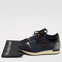 Pre Owned Balenciaga Tricolor Leather, Suede and Mesh Race Runner Sneakers Size 40