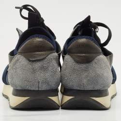 Pre Owned Balenciaga Tricolor Leather, Suede and Mesh Race Runner Sneakers Size 40