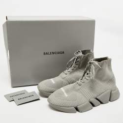Balenciaga Grey Knit Fabric Speed 2.0 Lace Up Sneakers Size 41