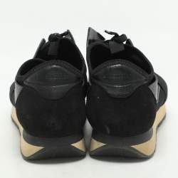 Balenciaga Black Leather and Mesh Race Runner Low Top Sneakers Size 41