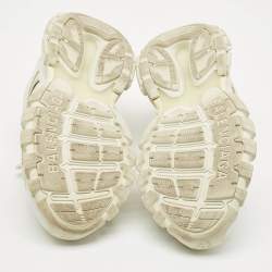 Pre Owned Balenciaga White Faux Leather and Mesh Track Sneakers Size 46