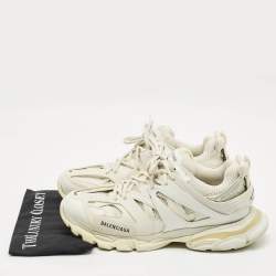 Pre Owned Balenciaga White Faux Leather and Mesh Track Sneakers Size 46