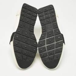 Pre Owned Balenciaga White/Black Leather and Mesh Race Runner Sneakers Size 41