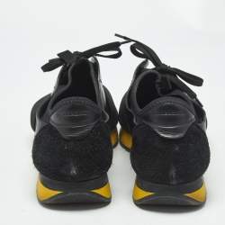 Pre Owned Balenciaga Black Leather and Mesh Race Runner Sneakers Size 43