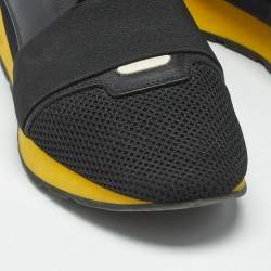 Pre Owned Balenciaga Black Leather and Mesh Race Runner Sneakers Size 43