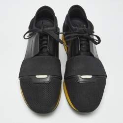 Pre Owned Balenciaga Black Leather and Mesh Race Runner Sneakers Size 43