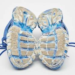 Pre Owned Balenciaga Light Blue Mesh and Faux Leather Track Sneakers Size 42