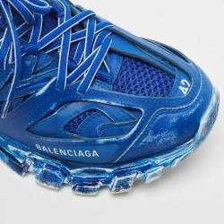Pre Owned Balenciaga Light Blue Mesh and Faux Leather Track Sneakers Size 42