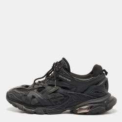 مملوكة مسبقًا Balenciaga Black Faux Leather and Mesh Track 2 Sneakers Size 43