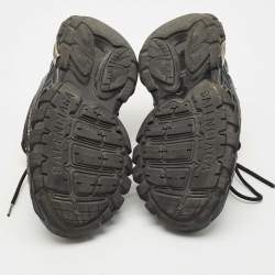 مملوكة مسبقًا Balenciaga Black Faux Leather and Mesh Track 2 Sneakers Size 43