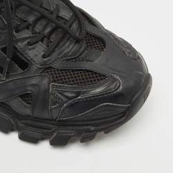 مملوكة مسبقًا Balenciaga Black Faux Leather and Mesh Track 2 Sneakers Size 43