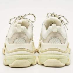 Pre Owned Balenciaga White Leather and Mesh Triple S Sneakers Size 38